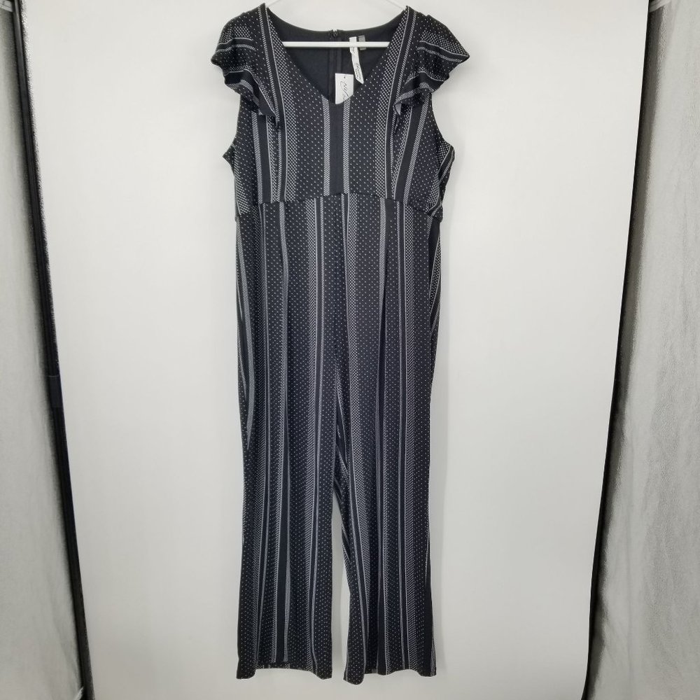 NWT NY‎ Collection Plus Sized Petite Black Romper Jumpsuit Size 1X Petite
